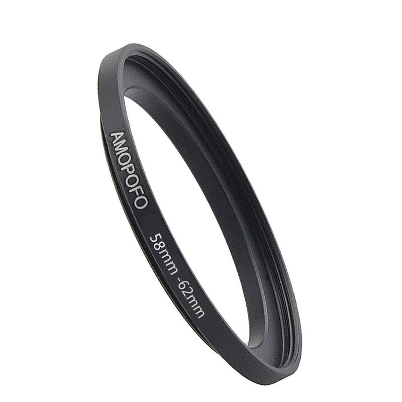Amopofo 58-62mm Metal Ring/58mm to 62mm Step-Up Ring for Filters,Made of CNC Machined Space Aluminum with Matte Black Electroplated Finish,Compatible with All 58mm Camera Lenses & 62mm Accessories - Image 1
